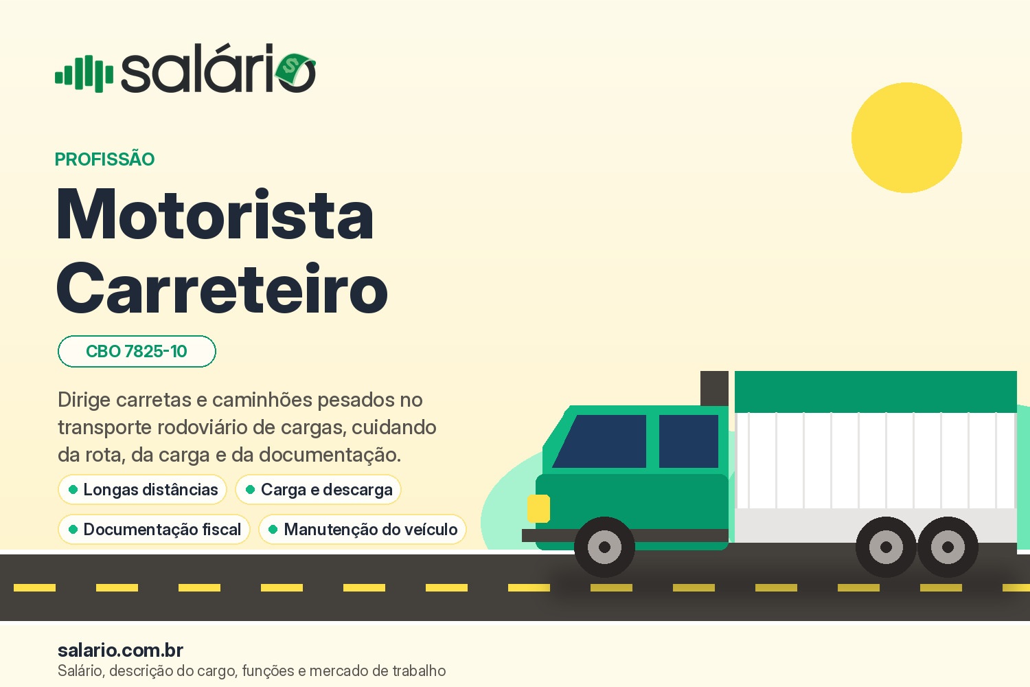 Salário e mercado de trabalho para Motorista Carreteiro