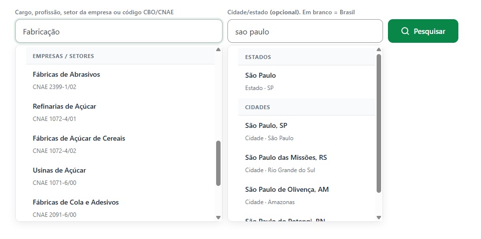 Pesquisa por segmento e localidade Pesquisa por segmento e localidade