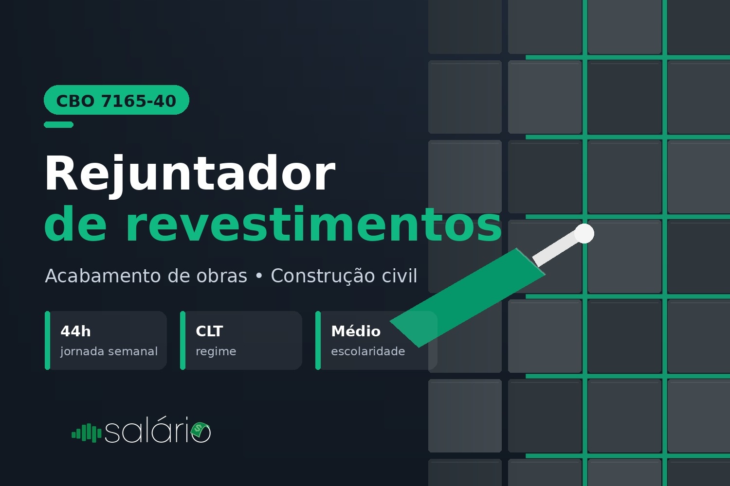 Salário e mercado de trabalho para Rejuntador de revestimentos